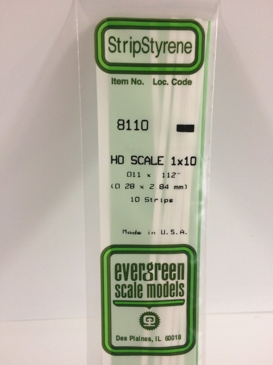 Evergreen 8110 .011" X .112" Opaque White Polystyrene HO Scale Strips (1x10) (10 pcs) - Oakville Model Trains Depot