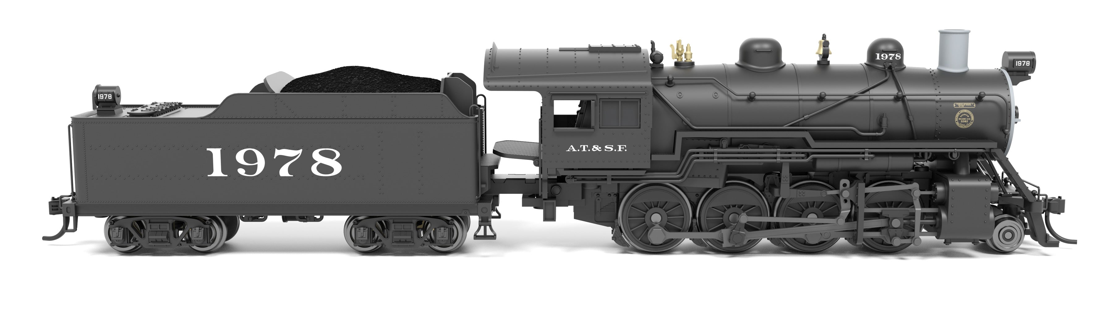 BLI 8376 N 2-8-0 ATSF 1978 - cab and engineer-side detail