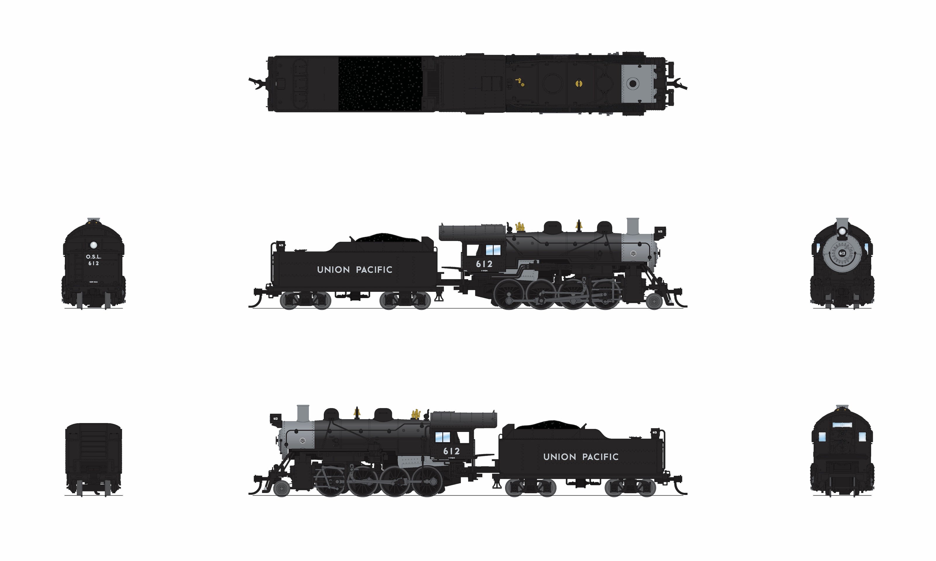 BLI 8389 N 2-8-0 UP 612 - underside view