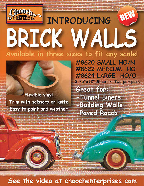Chooch 8620 N/HO Scale Flexible Brick Retaining Wall - Small (2-Pack)