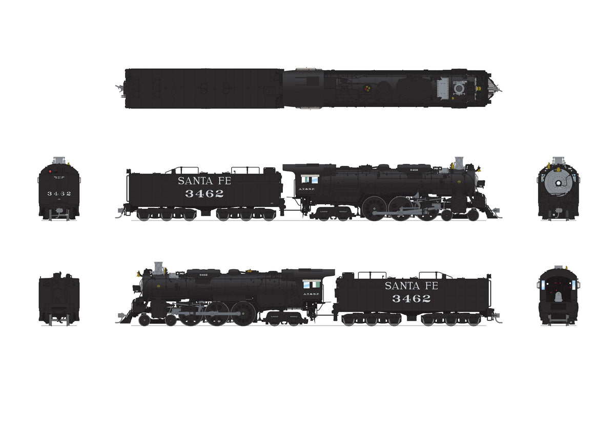 Broadway Limited Imports 8863 HO ATSF 3460 Class 4-6-4, #3462, Post-1942, Paragon4 Sound/DC/DCC, Smoke - view 2