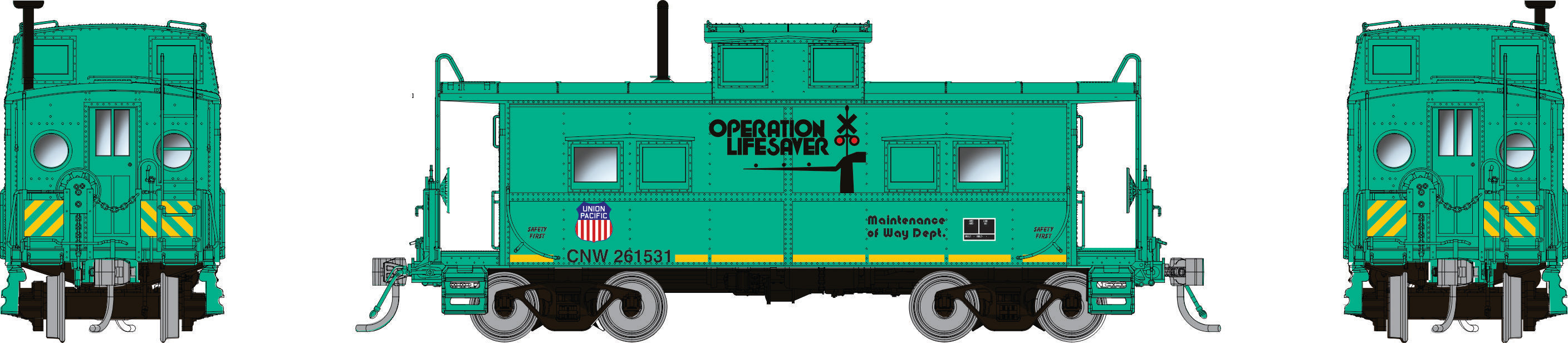 Rapido HO Northeastern-style Caboose w/ porthole windows: UP - Op Lifesaver: CNW261531