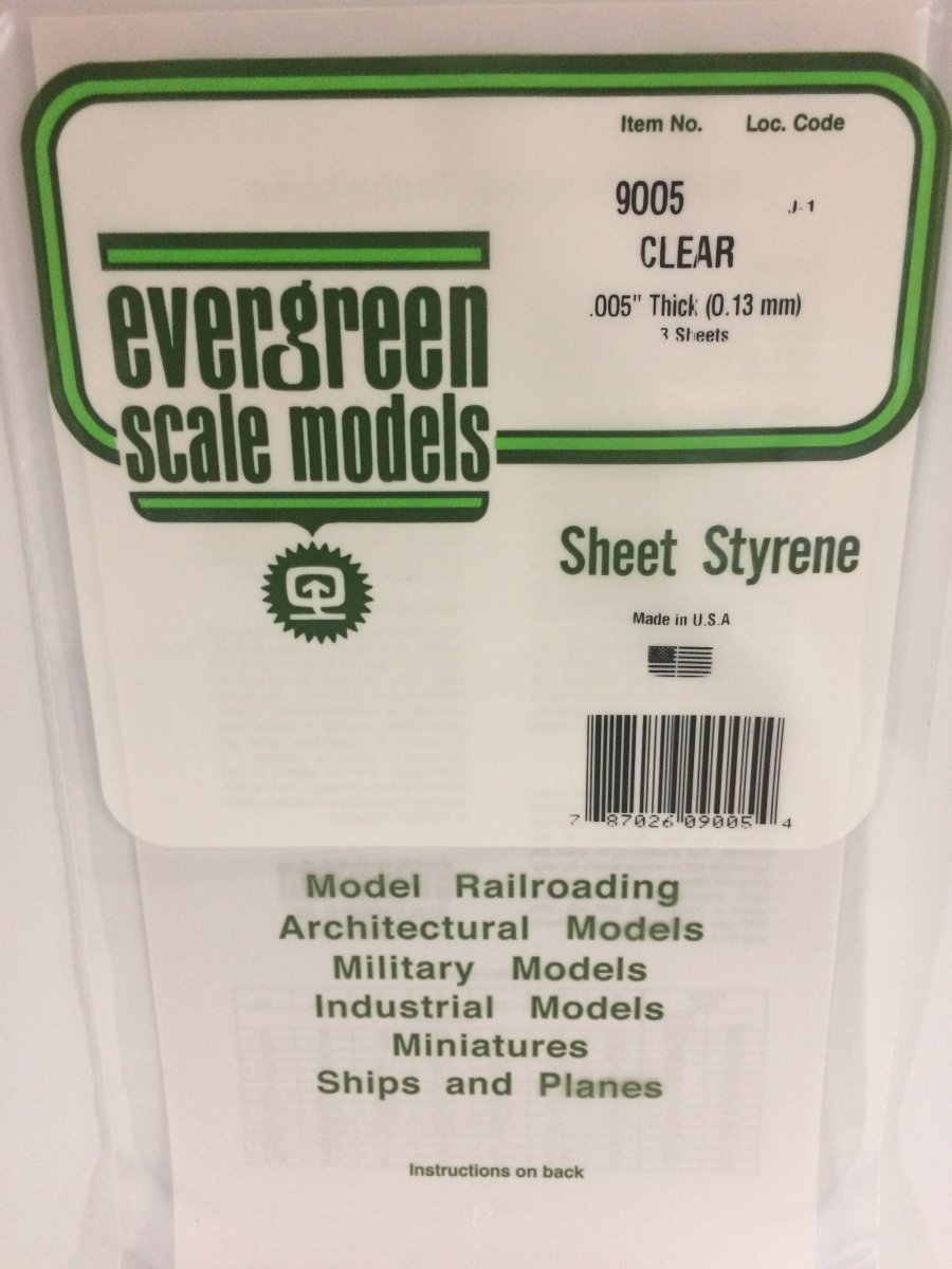 Evergreen 9005 .005" Clear Oriented Polystyrene Sheet (3 pcs) - Oakville Model Trains Depot