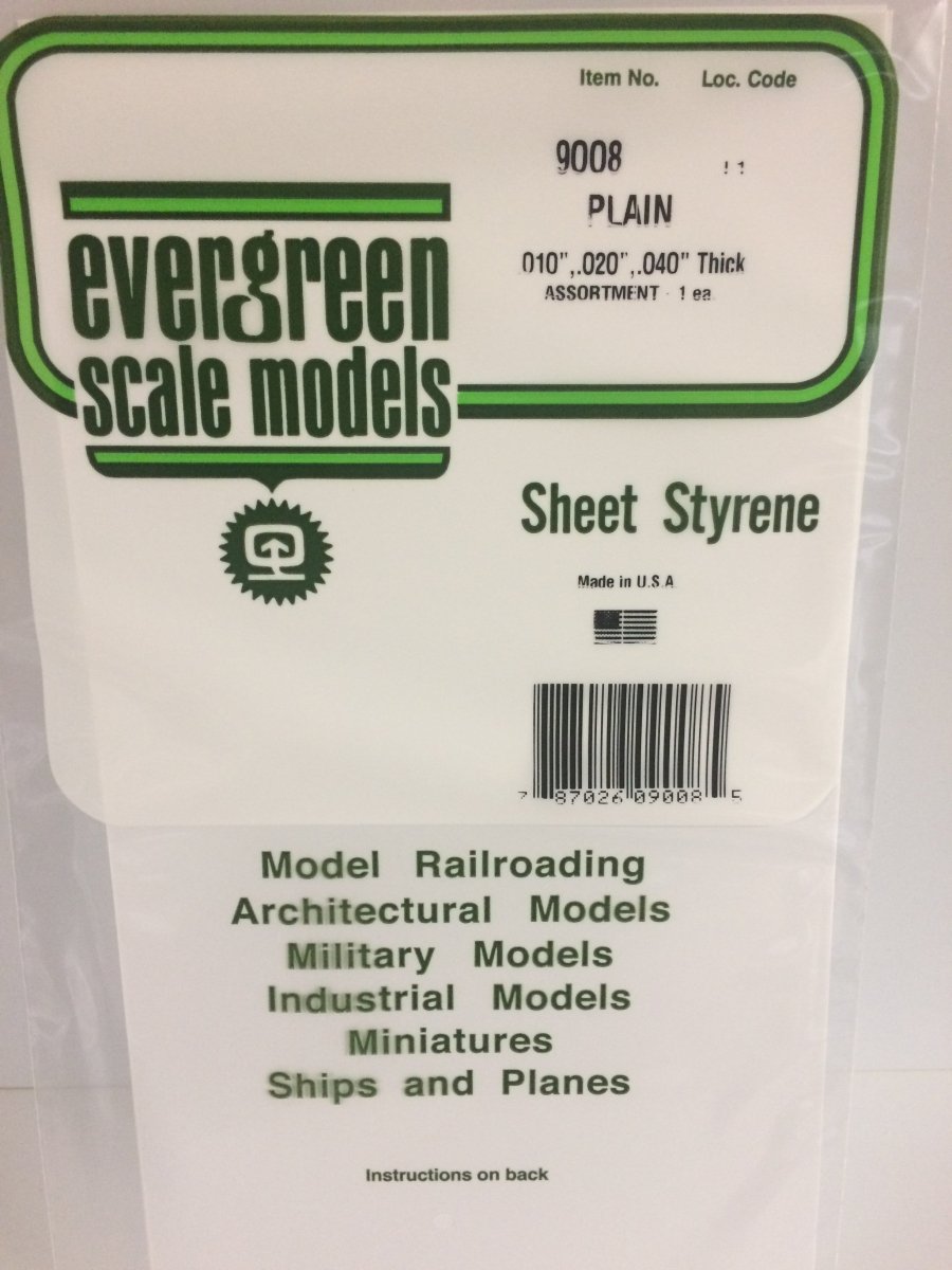 Evergreen 9008 Plain Opaque White Polystyrene Three Sheet Assortment Pack - Oakville Model Trains Depot