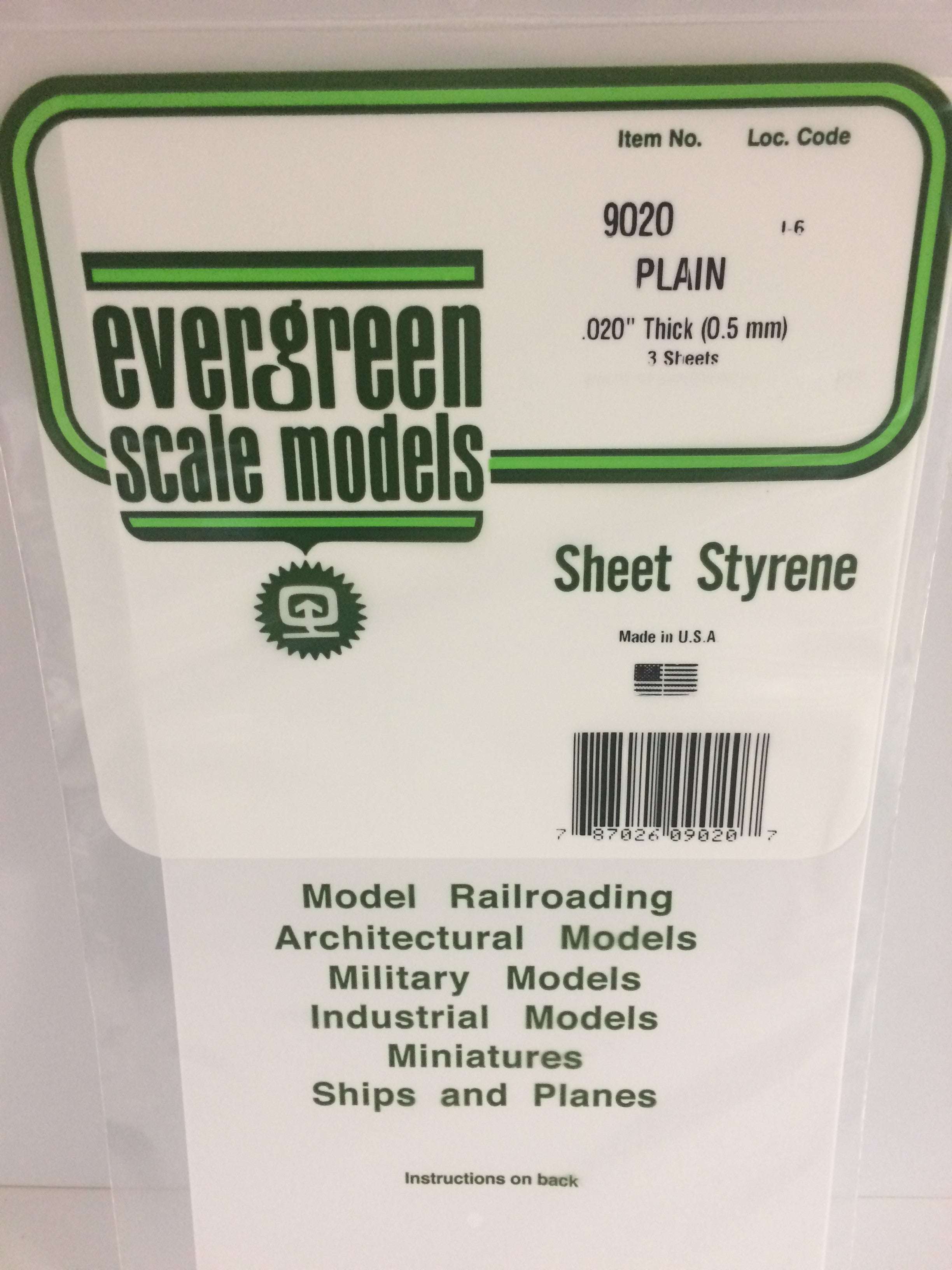 Evergreen 19020 .020" 12" X 24" Opaque White Polystyrene Sheet Bulk Pack (12 pcs)