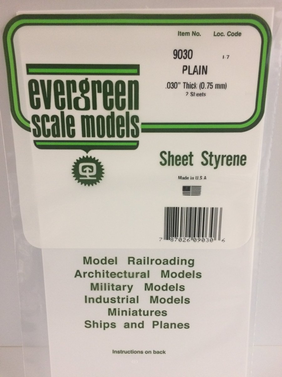 Evergreen 9030 .030" (.75mm) Plain Opaque White Polystyrene Sheet - Oakville Model Trains Depot