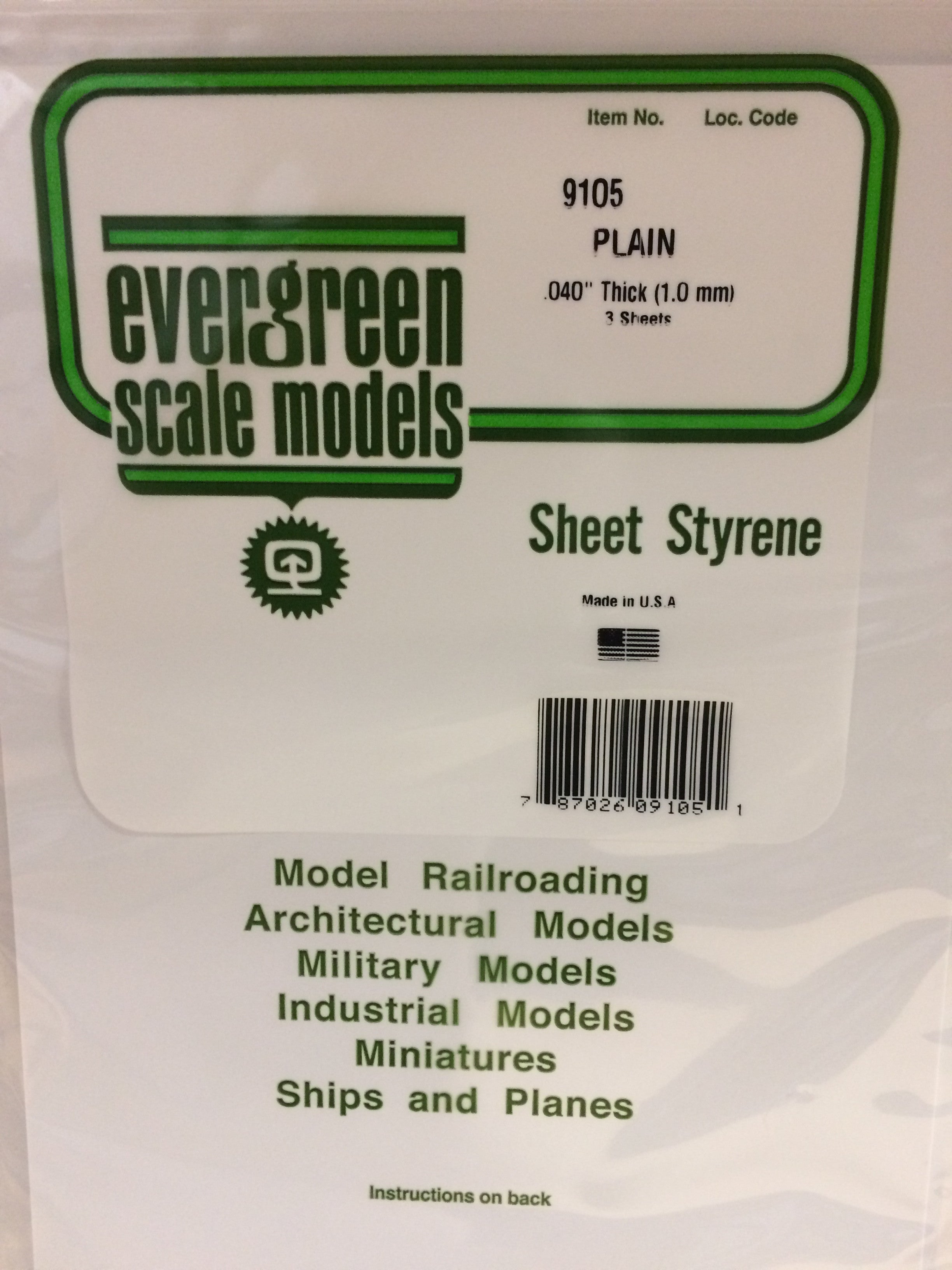 Evergreen 9105 .040" Plain 8"x21" Opaque White Polystyrene Sheet Bulk Pack (3 pcs)