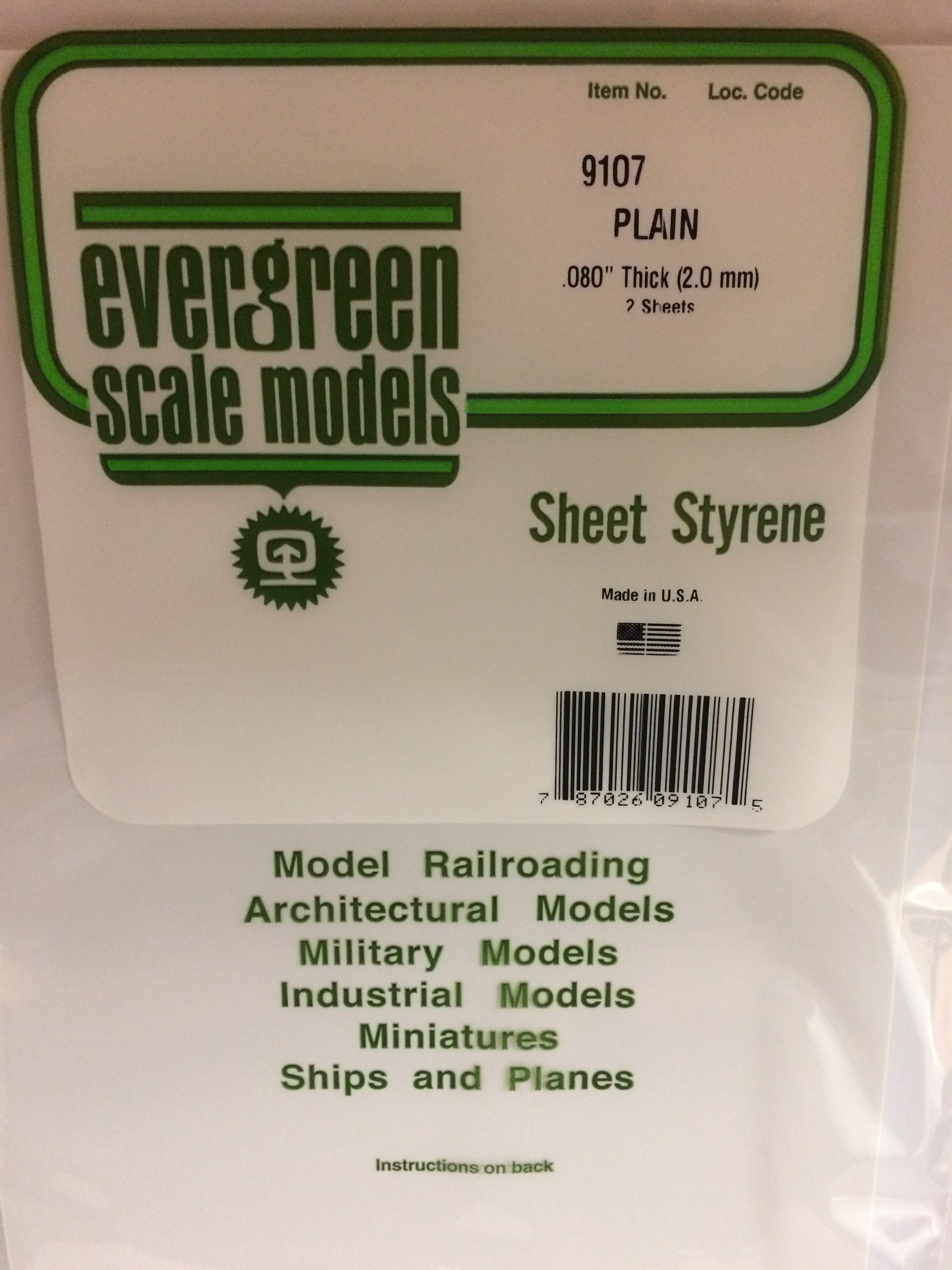 Evergreen 9107 .080" Plain 8"x21" Opaque White Polystyrene Sheet Bulk Pack (2 pcs)