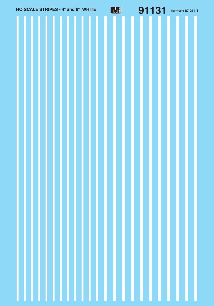 Microscale 91131 HO Scale White 4 & 6 inch Stripes Waterslide Decals - Oakville Model Trains Depot