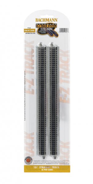 Bachmann 44815 N Scale EZ-Track 10" Straight Track - 6pcs