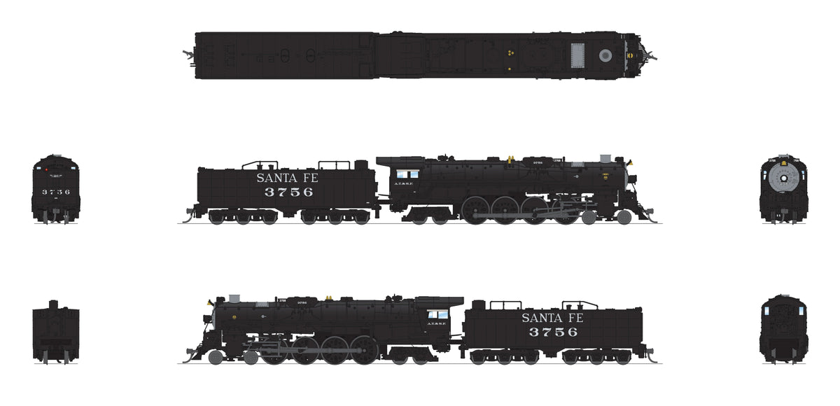Broadway Limited Imports 9401 N ATSF 4-8-4, #3756, In Service, Paragon4 Sound/DC/DCC, w/ Smoke - view 2