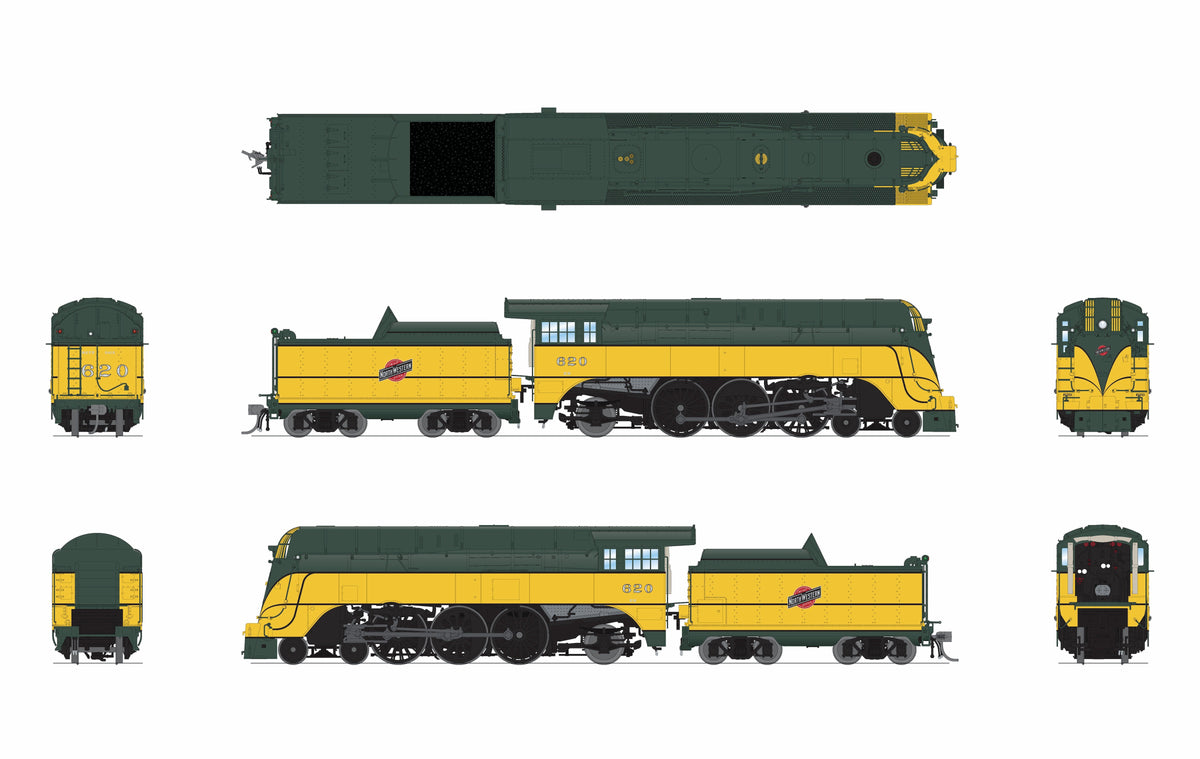 Broadway Limited Imports 9550 HO C&NW 4-6-2 "Yellow Jacket", #620, 1952 Appearance, Paragon4 Sound/DC/DCC - view 2