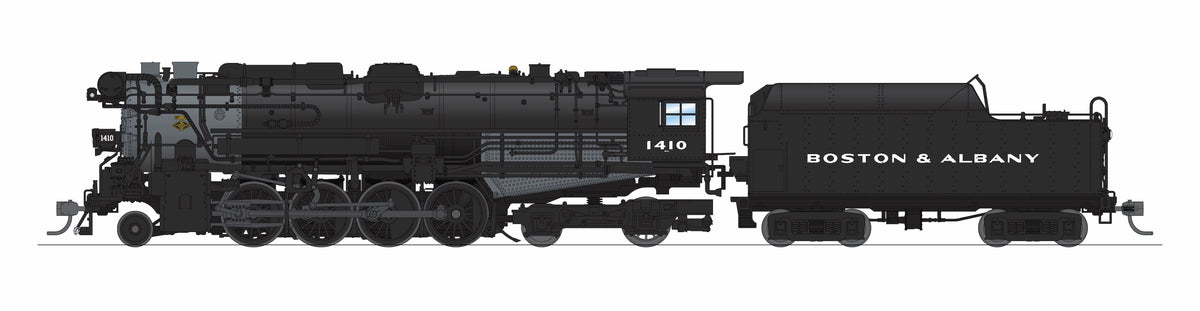 Broadway Limited Imports 9602 HO Boston & Albany A-1a Berkshire 2-8-4 (Brass-Hybrid), B&A #1410, Early 1940s Appearance, 4-Axle Tender, Block Lettering, Paragon4 Sound/DC/DCC, Smoke
