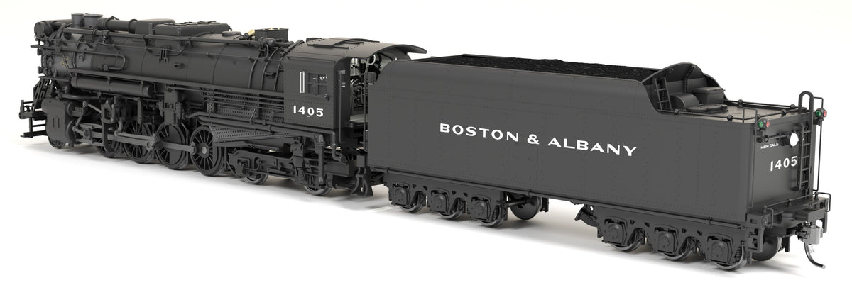 Broadway Limited Imports 9604 HO Boston & Albany A-1a Berkshire 2-8-4 (Brass-Hybrid), B&A #1405, Post-1946 Appearance, 6-Axle Tender, Block Lettering, Paragon4 Sound/DC/DCC, Smoke — view 3
