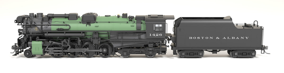 Broadway Limited Imports 9607 HO Boston & Albany A-1b Berkshire 2-8-4 (Brass-Hybrid), B&A #1426, 1930s Appearance w/ Sea Green Boiler, 4-Axle Tender, Roman Lettering, Stealth Series, No-Sound / DCC-Ready