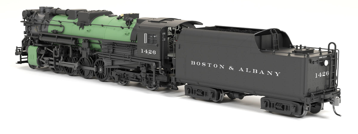 Broadway Limited Imports 9607 HO Boston & Albany A-1b Berkshire 2-8-4 (Brass-Hybrid), B&A #1426, 1930s Appearance w/ Sea Green Boiler, 4-Axle Tender, Roman Lettering, Stealth Series, No-Sound / DCC-Ready — view 3