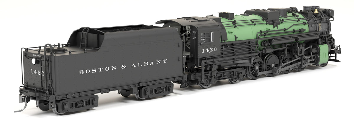 Broadway Limited Imports 9607 HO Boston & Albany A-1b Berkshire 2-8-4 (Brass-Hybrid), B&A #1426, 1930s Appearance w/ Sea Green Boiler, 4-Axle Tender, Roman Lettering, Stealth Series, No-Sound / DCC-Ready — view 4