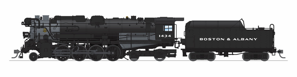 Broadway Limited Imports 9608 HO Boston & Albany A-1b Berkshire 2-8-4 (Brass-Hybrid), B&A #1434, Early 1940s Appearance, 4-Axle Tender, Block Lettering, Paragon4 Sound/DC/DCC, Smoke