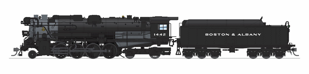 Broadway Limited Imports 9610 HO Boston & Albany A-1b Berkshire 2-8-4 (Brass-Hybrid), B&A #1442, Post-1946 Appearance, 6-Axle Tender, Block Lettering, Paragon4 Sound/DC/DCC, Smoke