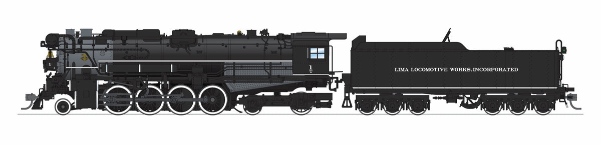 Broadway Limited Imports 9612 HO Lima A-1 Berkshire 2-8-4 (Brass-Hybrid), Lima Locomotive Works #1, 1920s Appearance, Paragon4 Sound/DC/DCC, Smoke — view 9