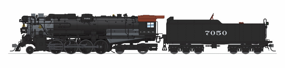 Broadway Limited Imports 9614 HO Illinois Central Lima A-1 Berkshire 2-8-4 (Brass-Hybrid), Illinois Central #7050, 1930s Appearance, Paragon4 Sound/DC/DCC, Smoke — view 9