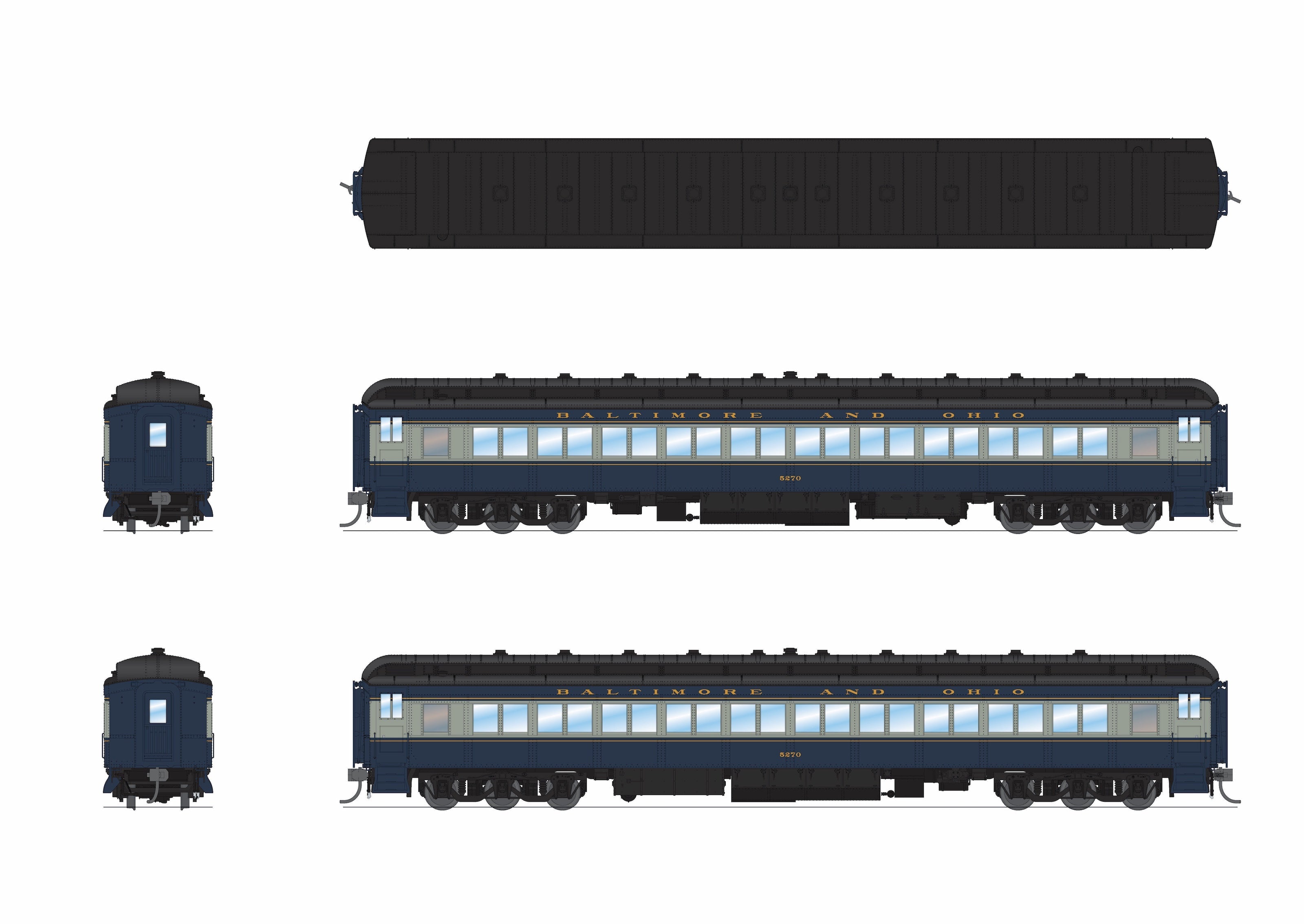 BLI 9713 HO B&O Heavyweight Pass Set B&O 1438 - cab and engineer-side detail