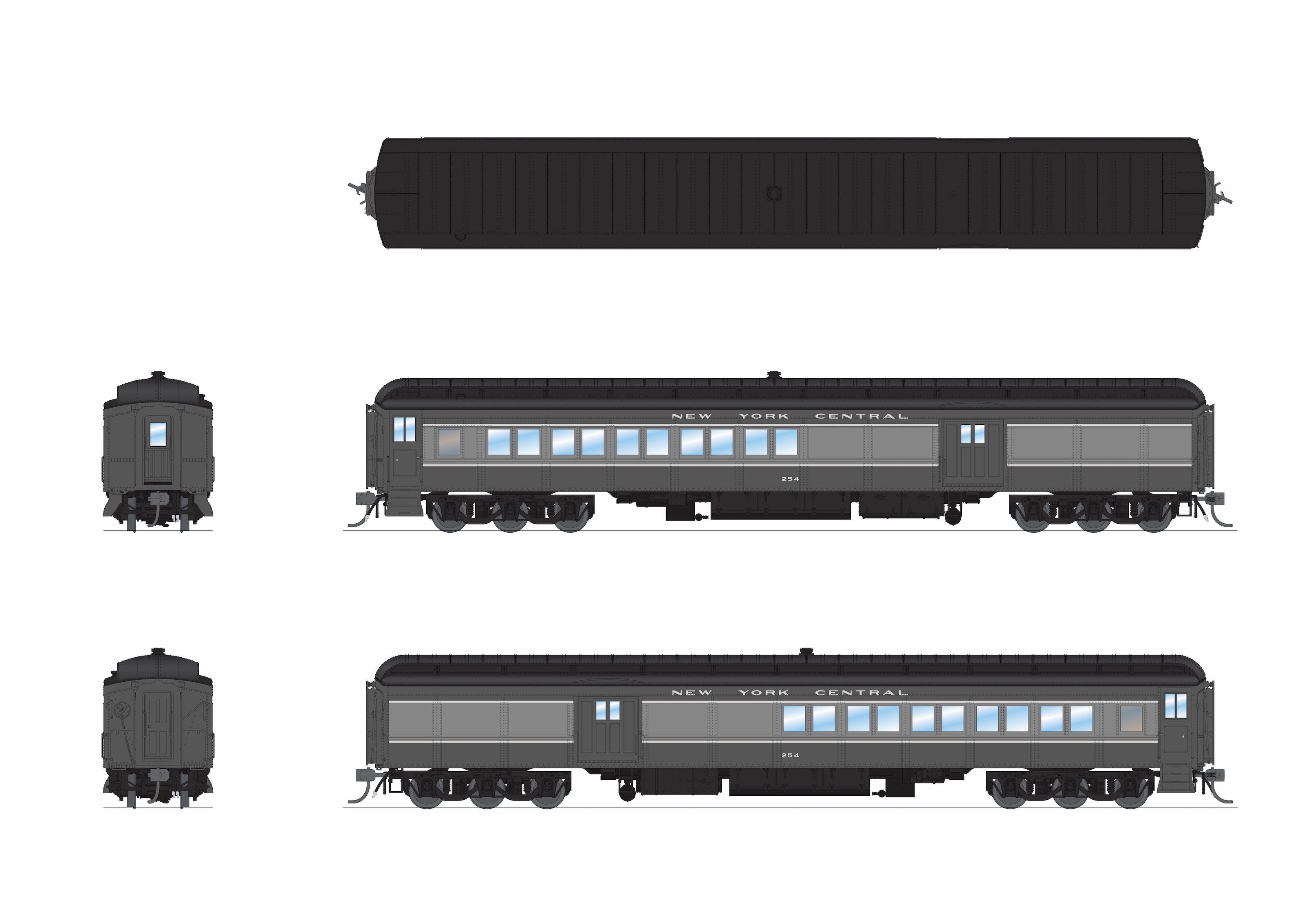 BLI 9715 HO NYC Heavyweight Pass Set NYC 254 - rear 3/4 view