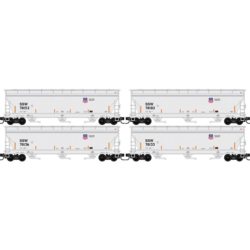Micro-Trains 983 102 296 N scale Union Pacific ex-SSW 4-Pack ACF 3-Bay Covered Hopper with Elongated Hatches