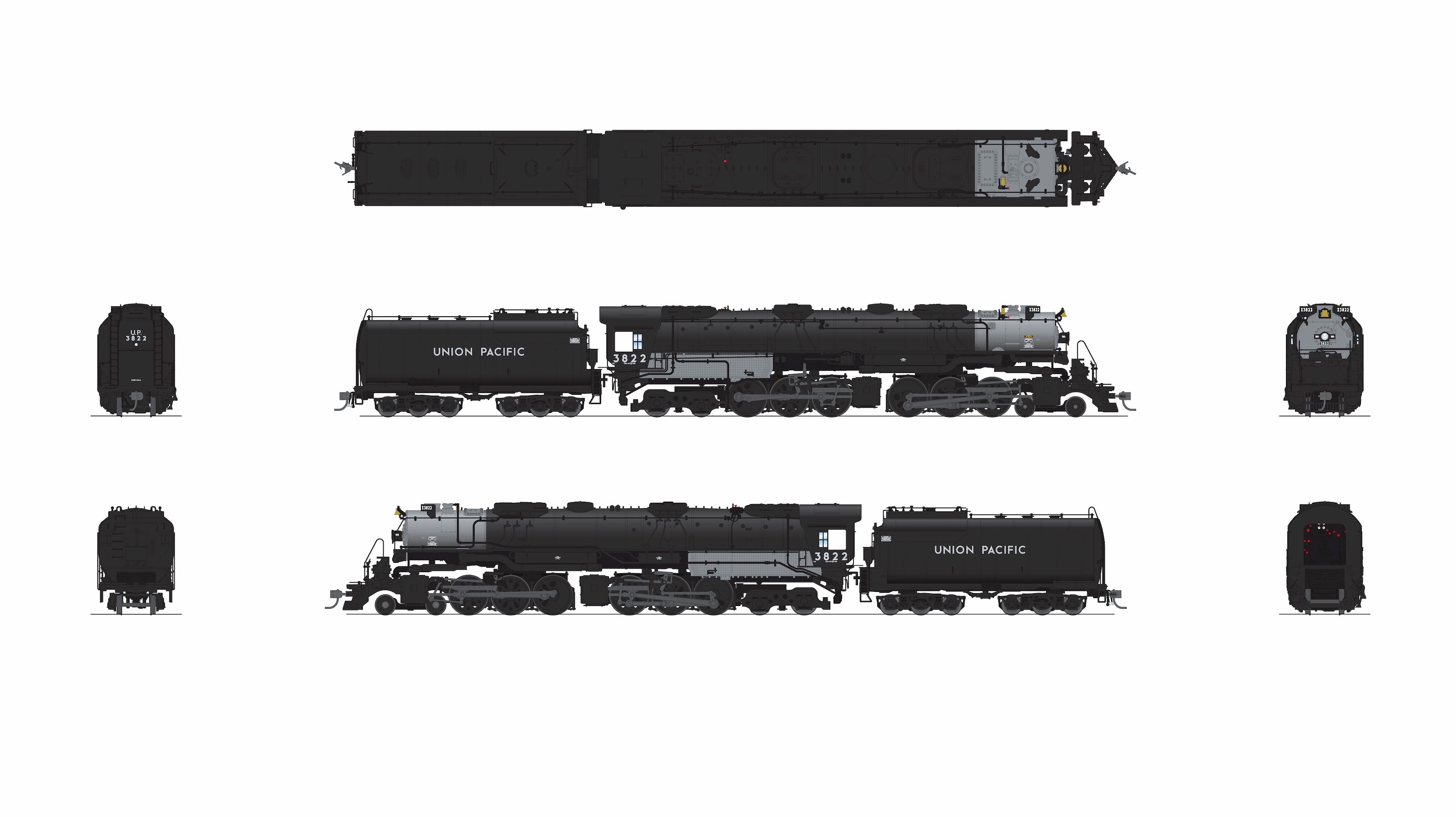 BLI 9913 HO Challenger CSA-2 UP 3835 - side profile view