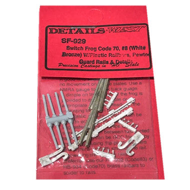 Details West 929 HO Scale Code 70 Switch Frog Set -- #8 (White Bronze)