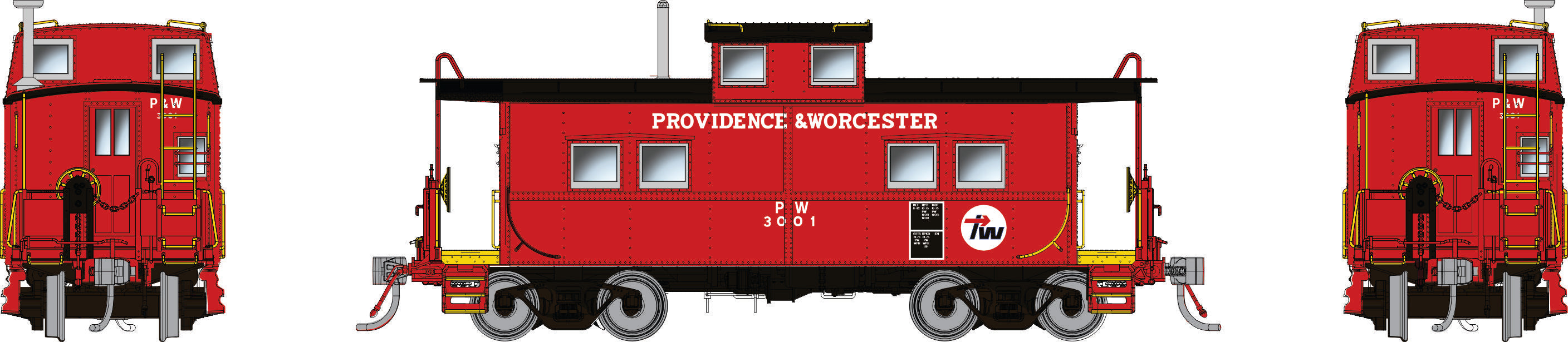 Rapido HO Northeastern-style Steel Caboose: Providence & Worcester: #3001