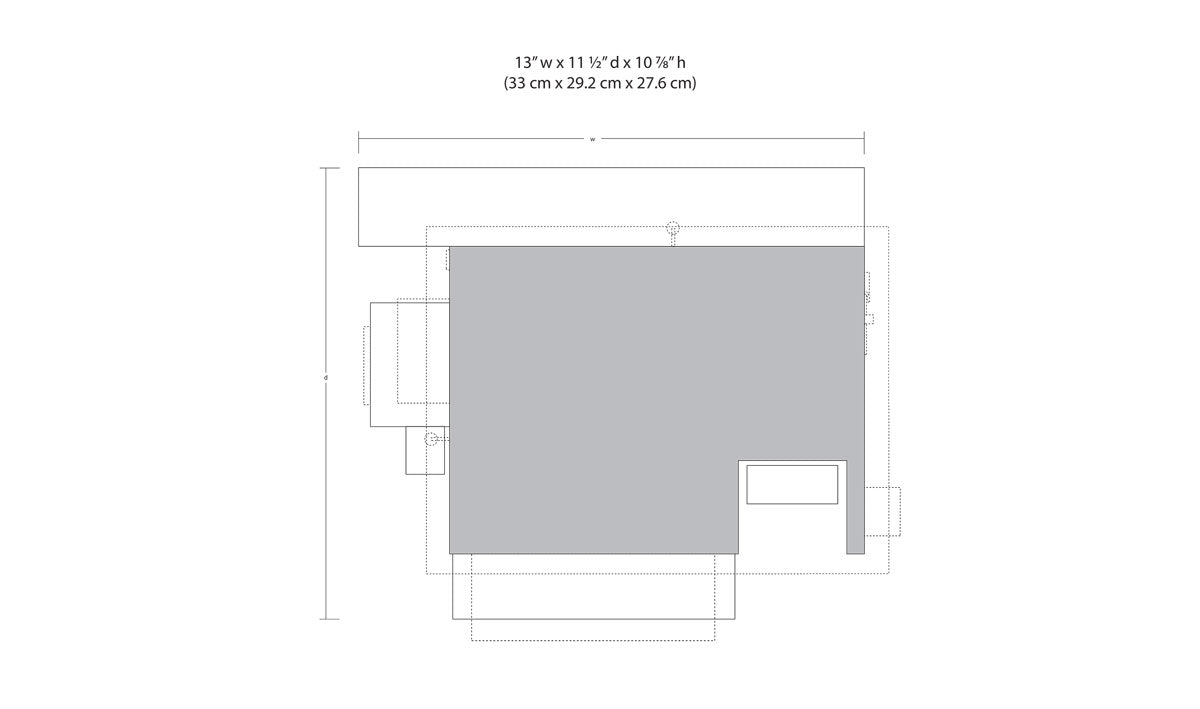 H&H Feed Mill O scale footprint diagram - 13 x 11-1/2 x 10-7/8 inches