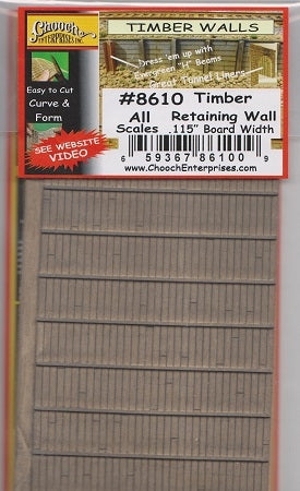 Chooch 8610 HO Scale Flexible Timber Retaining Wall - Medium (.10" Boards)