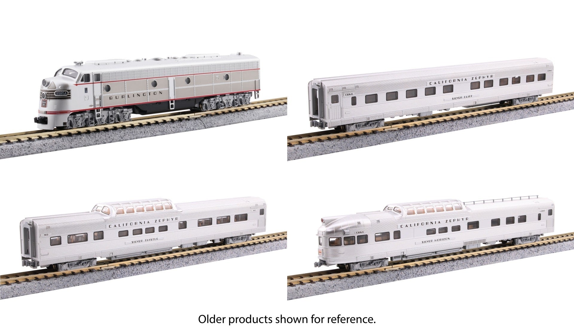 KATO 106-058 N Scale CB&Q E8A California Zephyr 4-Unit Starter Series Set