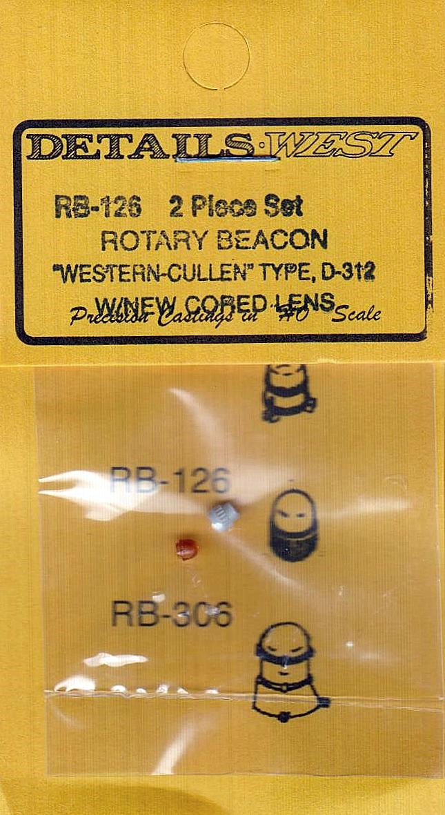 Details West 126 HO Scale Rotary Beacon w/Cored Lens, "Western-Cullen" Type D-312