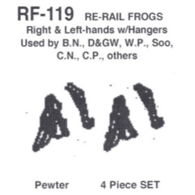 Details West 119 HO Scale Re-Rail Frog Set, Right & Left Hands w/ Hangers - 1 set (right & left)
