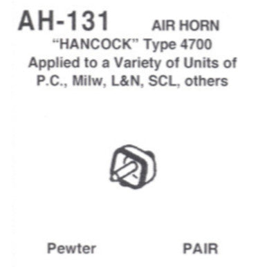 Details West 131 HO Scale Air Horn "Hancock" Type 4700 - 2 (pair)
