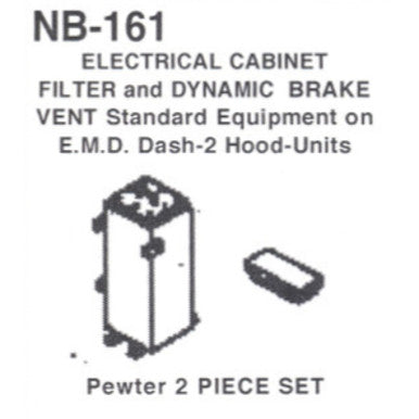 Details West 161 HO Scale Dynamic Brake Vent & Electrical Cabinet Filter, EMD Dash-2's - 1 set