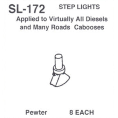 Details West 172 HO Scale Step Lights: All Diesels, Some Cabooses - pkg(8)