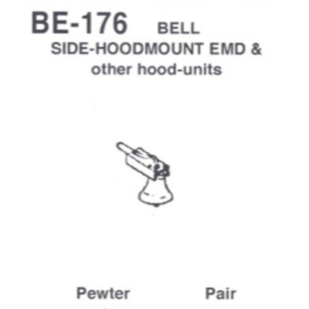 Details West 176 HO Scale Bell: Side-Hood Mount, EMD & Other Hood-Units - pkg(2)