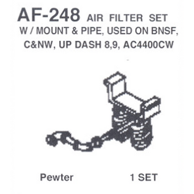 Details West 248 HO Scale GE Type Air Filter Set w/Mount & Pipe - BNSF, C&NW, UP (AF-248)