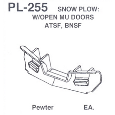 Details West 255 HO Scale Snow Plow w/Open MU Doors - ATSF, BNSF (PL-255)