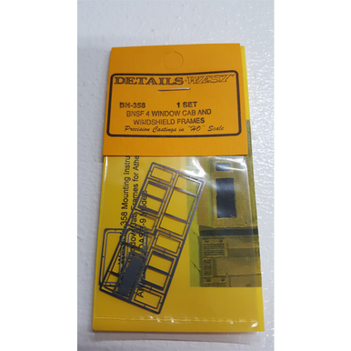 Details West 358 HO Scale BNSF 4-Window Cab and Windshield Frames