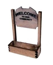 Osborn Models 3021 N Scale Welcome Sign with Flower Box - 2 signboards (4 posts, 2 flower boxes, 1 spacer)