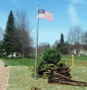 Osborn Models 3094 N Scale Osborn Model Kits N 3094 American Flag and Pole Kit (3) - 3 flags and poles