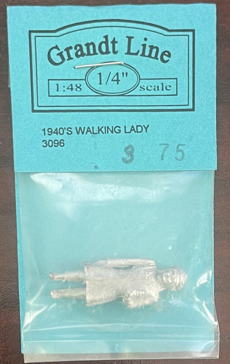 Grandt Line 3096 O Scale 1940's Walking Lady (Cast Metal Figure) - pkg(1)