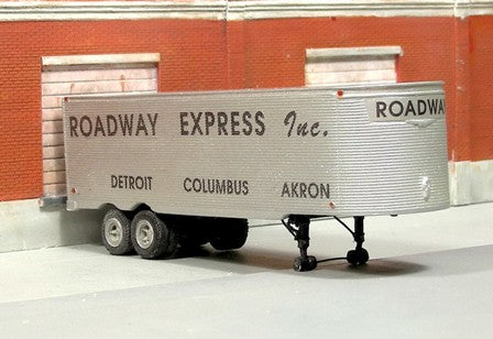 T-021-1 1951-55 32' Fruehauf Stainless Steel East Coast Style Dry Van w/ Roadway Express Decals