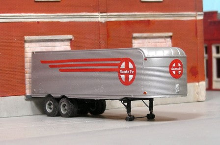 T-029-1 1940-51 32' Fruehauf Stainless Steel East Coast Style Dry Van w/ Santa Fe Decals