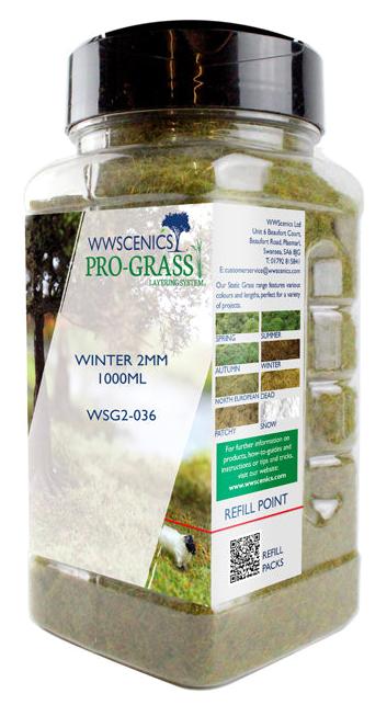 Peco WSG2036 2 mm Winter Static Grass - 1000 ml Canister