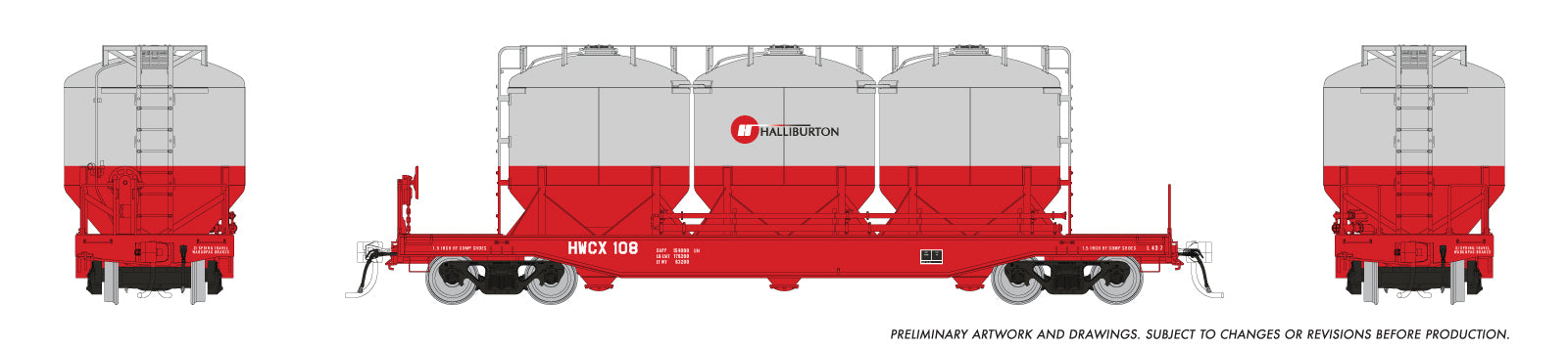 Rapido HO Halliburton Cement Car: 1990s Scheme: 6-Pack